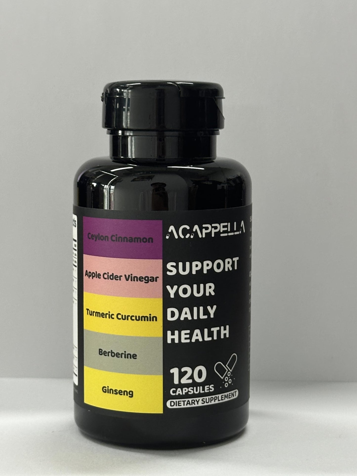 ACAPPELLA Berberine Turmeric Supplement & Apple Cider Vinegar Turmeric Cinnamon Bitter Melon Milk Thistle Fenugreek Complex 120 Capsules