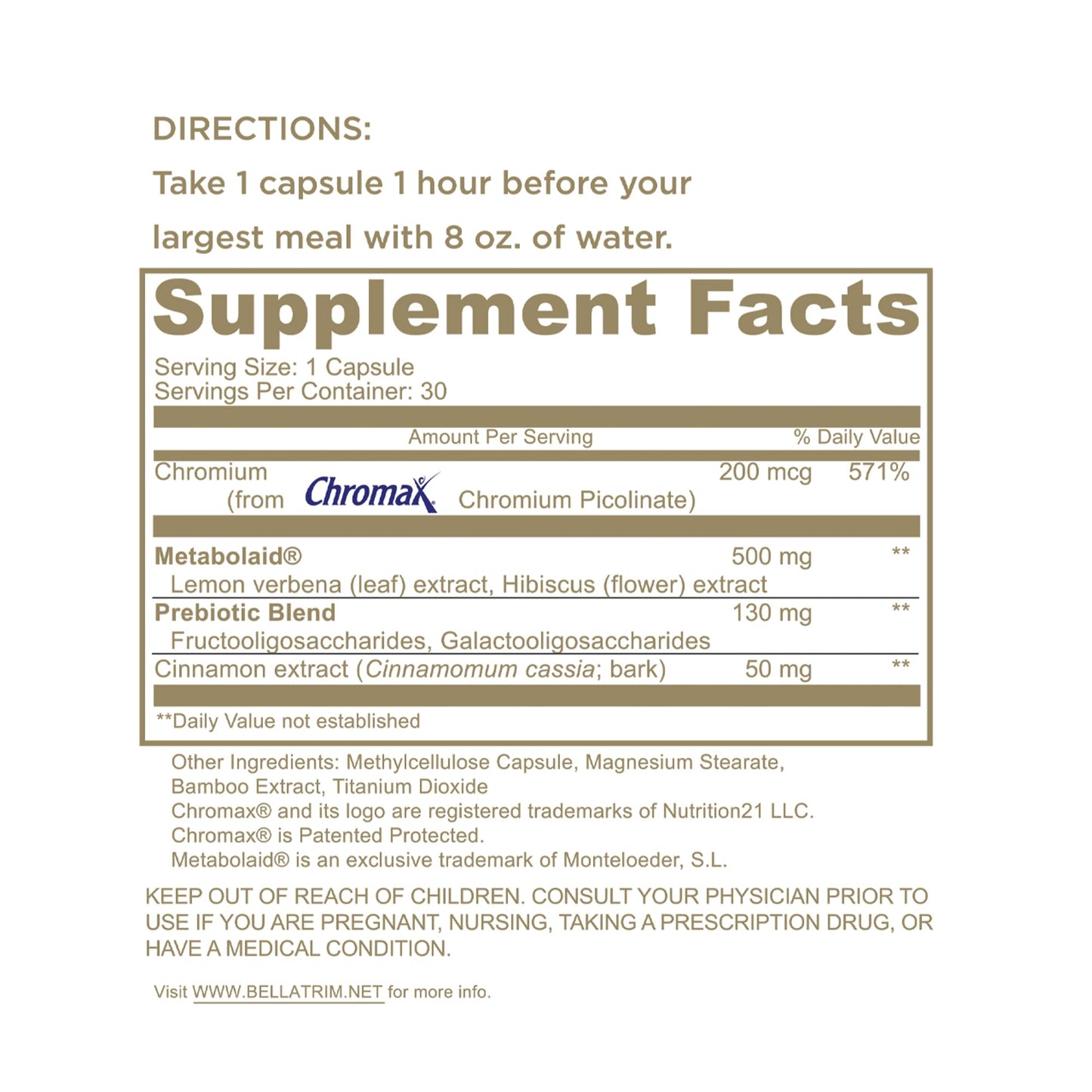 Bella Grace BellaTrim Weight Support Supplement Capsule, 30 Capsules