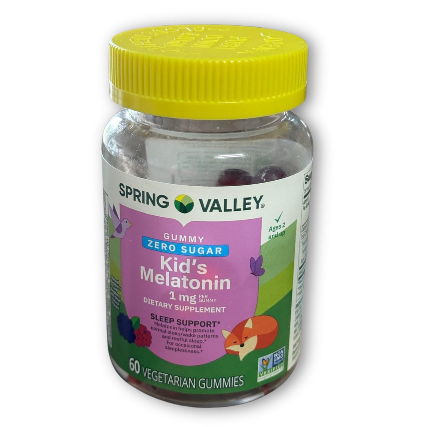 FUSION SHOP STORE Melatonin Kids 1 mg Sugar Free Gummies BlackBerry and Raspberry, 60 Count