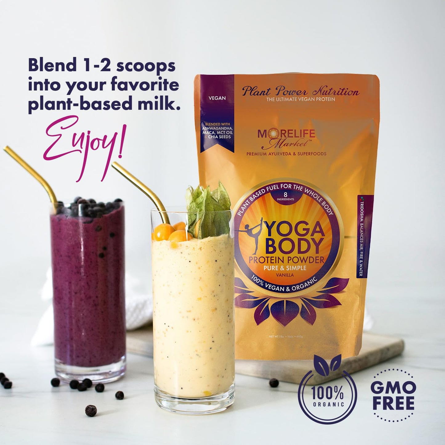 MoreLife Market Yoga Body Protein Powder Vanilla Flavor, 16 oz