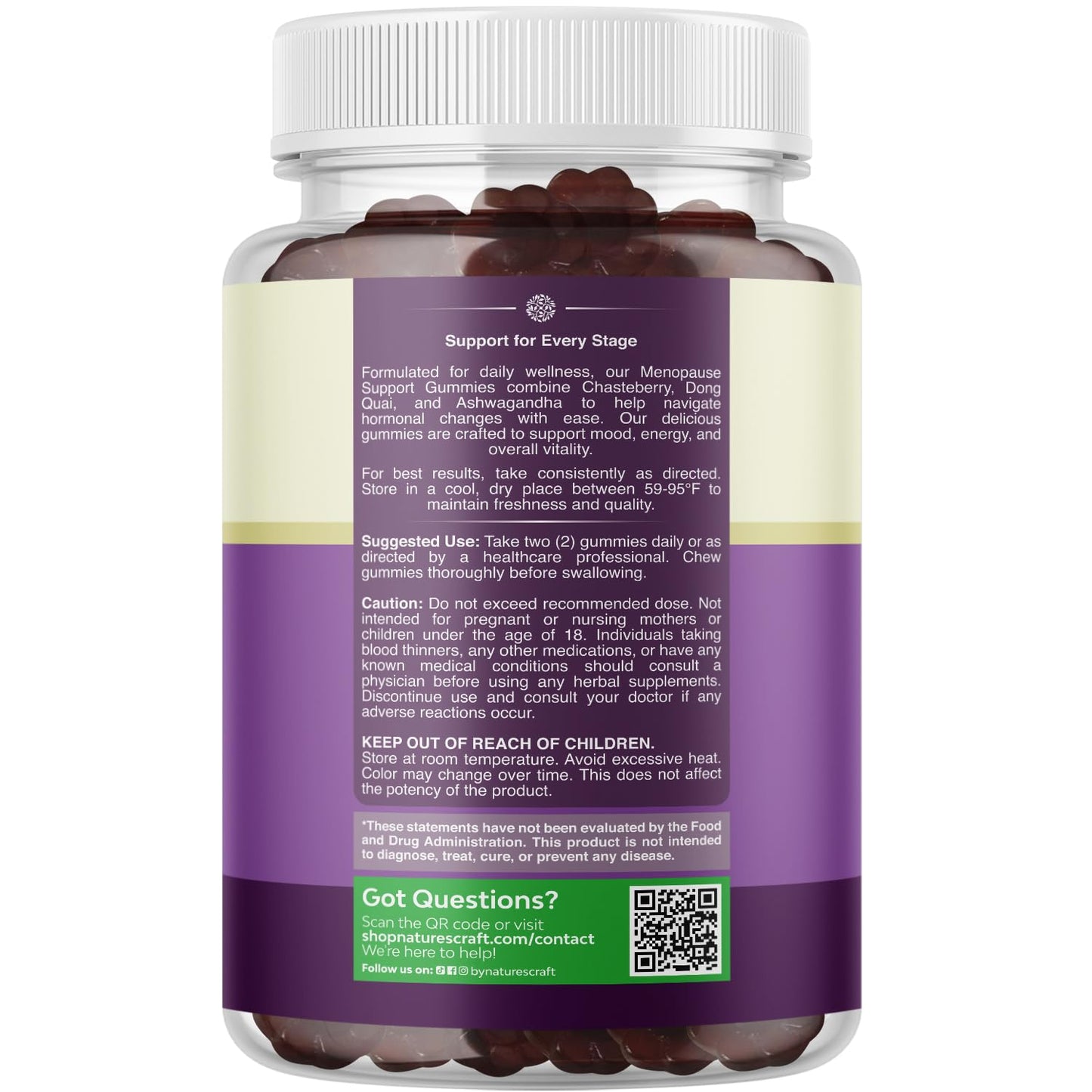 Natures Craft Menopause Gummies with Dong Quai & Ashwagandha, 90 Count