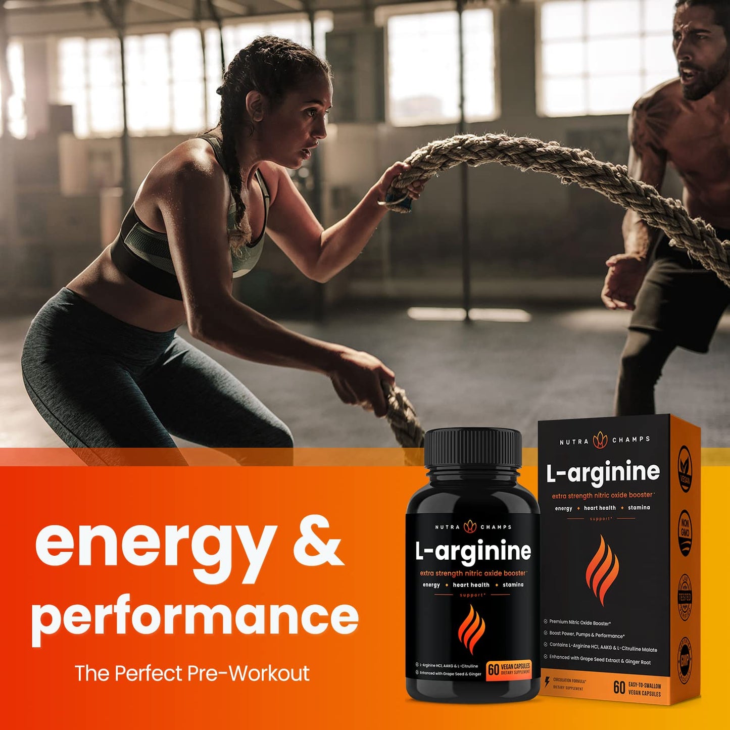NutraChamps L-Arginine Capsules and Maca Capsules, 2 Pack