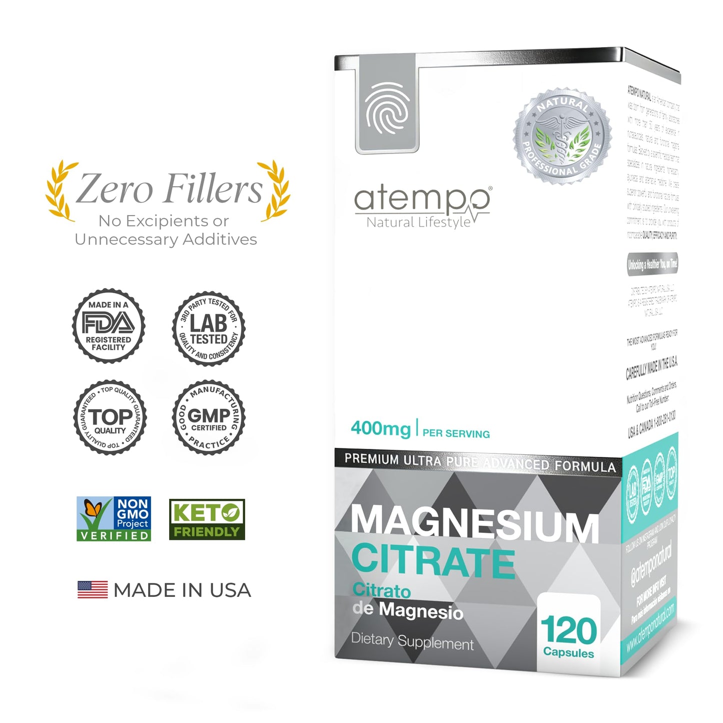 ATEMPO NATURAL LIFESTYLE Magnesium Citrate Capsule 120 Capsules