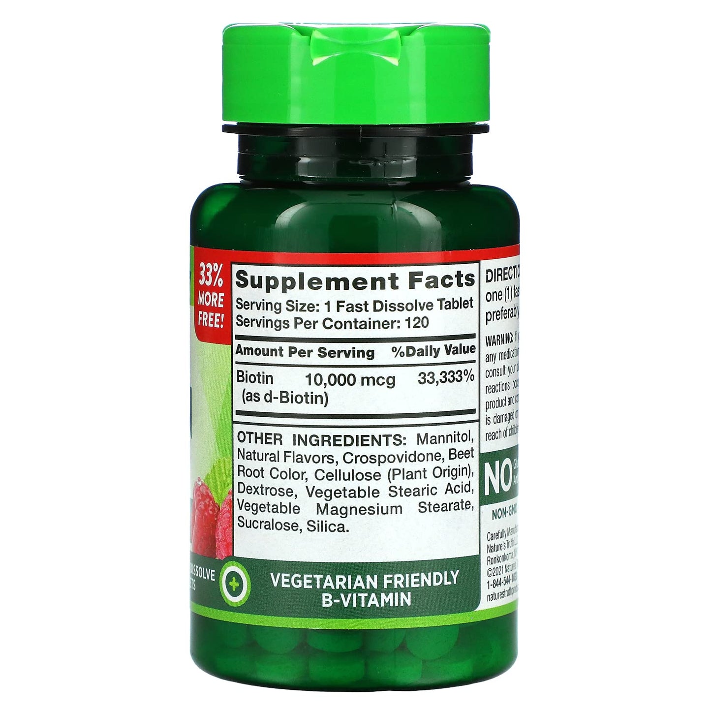 Nature's Truth Maximum Biotin 10,000 mg Fast Dissolve Tablets Berry, 240 Tablets