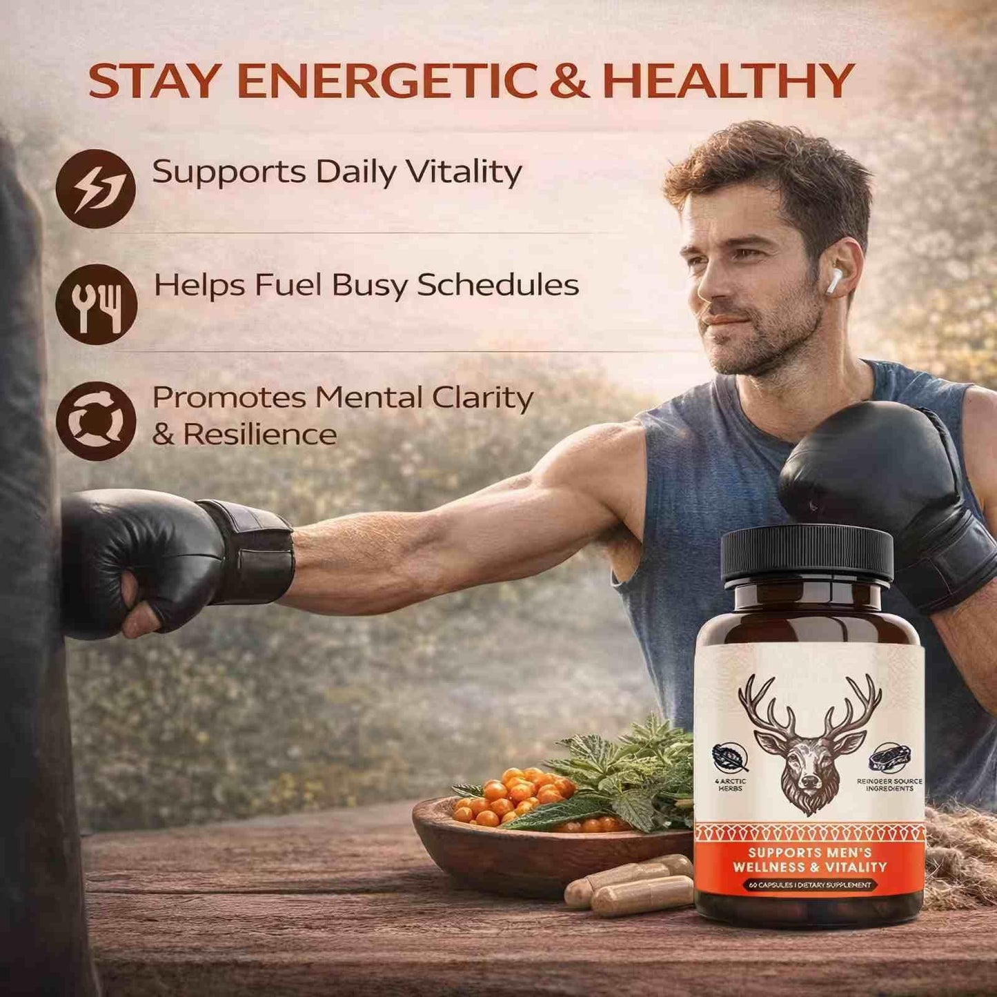 KUHSE Primal Viking Men's Overall Well-Being Supplement, 60 Capsules