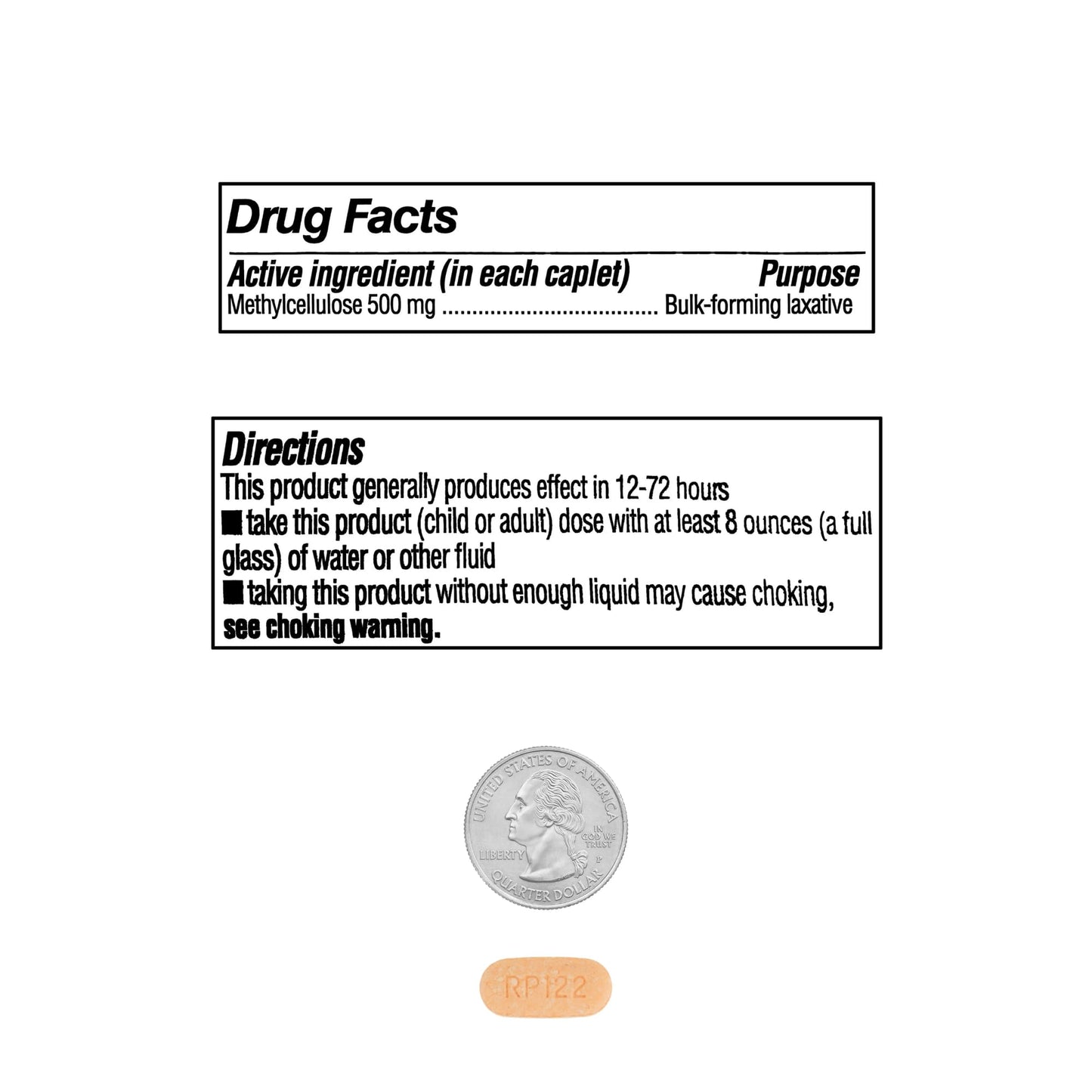 Generic KP+ Fiber Therapy Methylcellulose Caplets, 500 mg, 100 Count