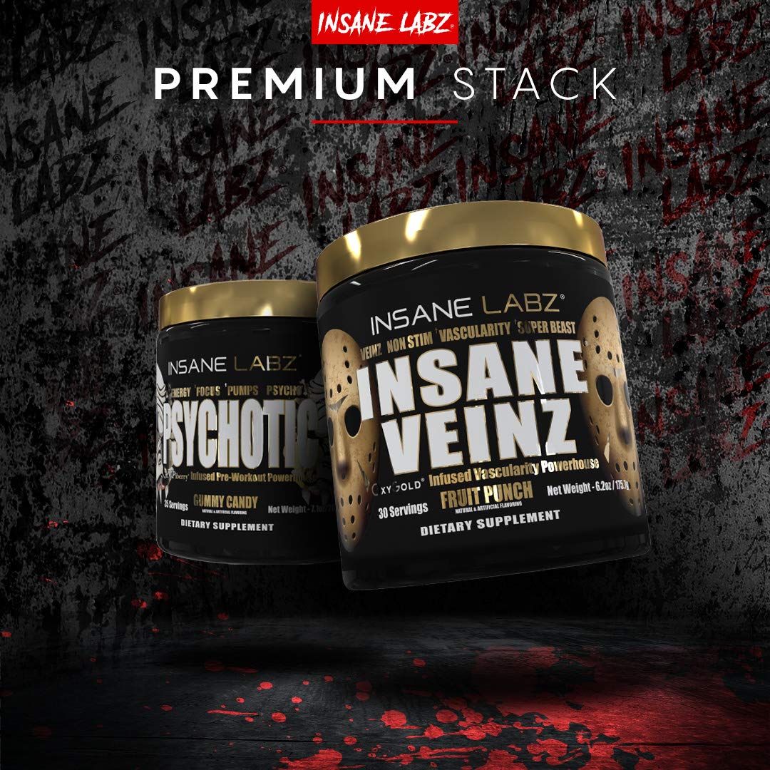 Insane Labz Insane Veinz Gold Nitric Oxide Non Stimulant Pre-Workout Powder 6.5 Ounce