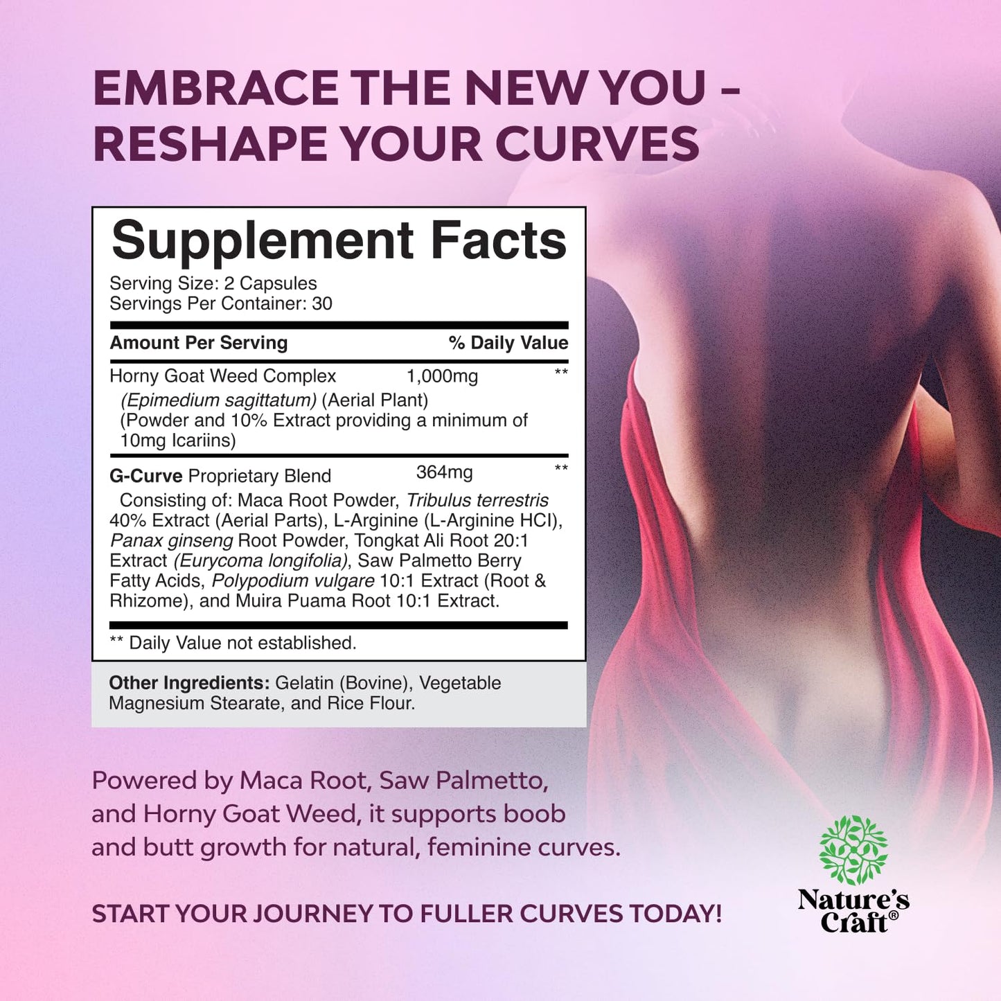 Natures Craft G-Curve Butt & Breast Enhancement Weight Gain Pills for Women 60 Capsules