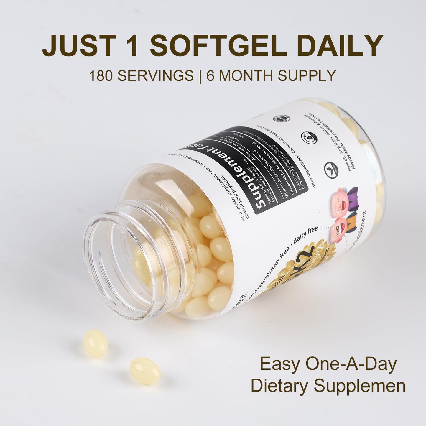 Sensrit Vitamin D3 K2 Supplement Softgels 180