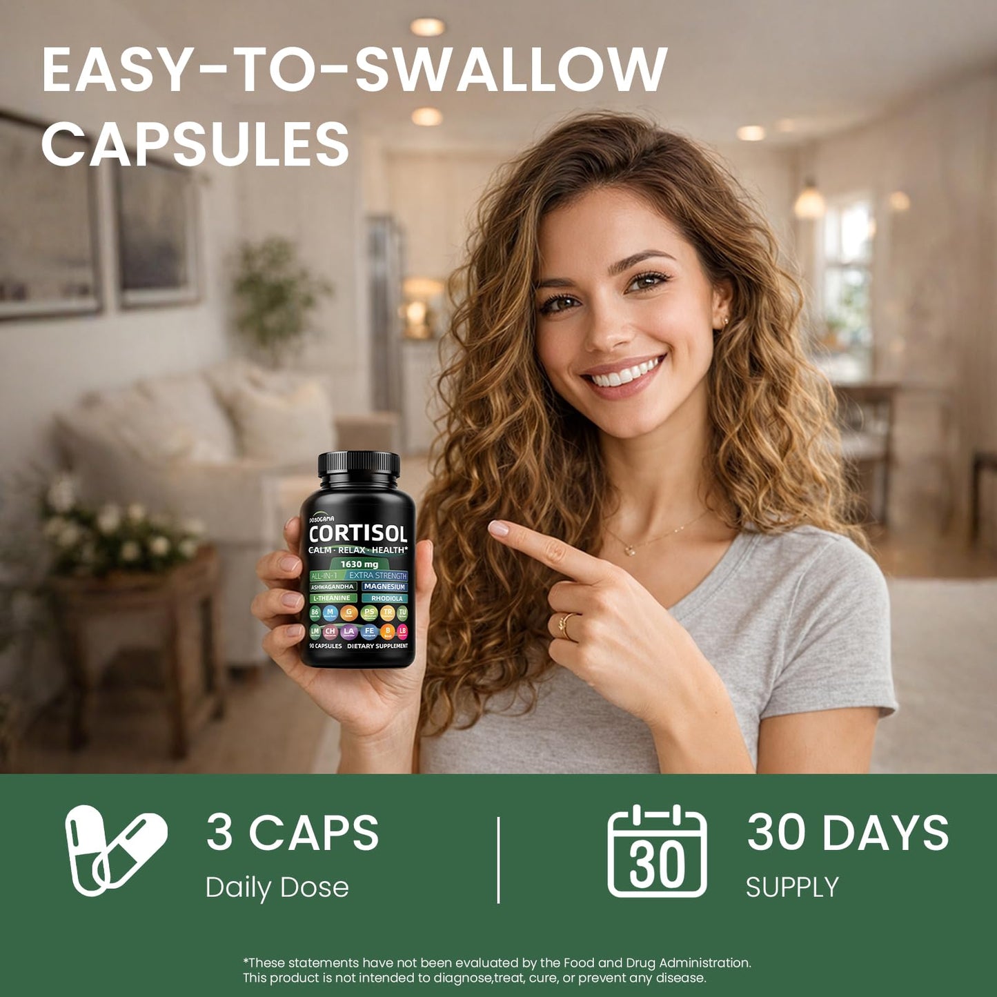 POSOCAMA Cortisol Supplements Capsules 90 Count