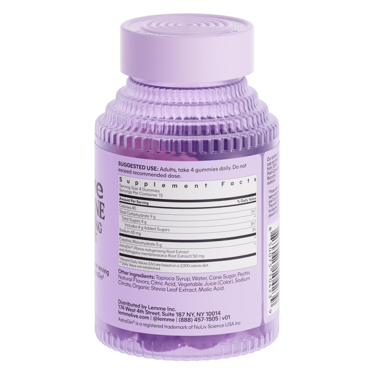 Lemme Creatine Monohydrate Gummies, 60 Count