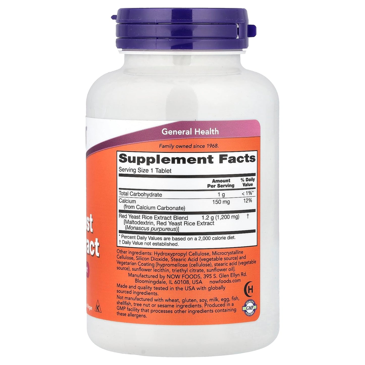 NOW Foods Red Yeast Rice Extract 1200 mg Tablet, 1 Count
