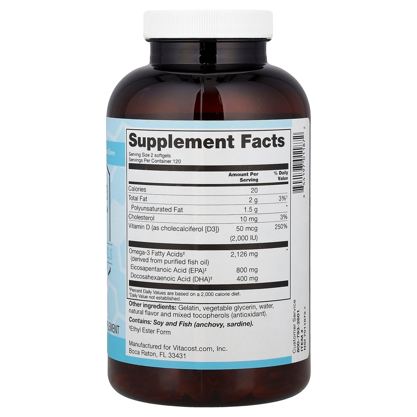 Vitacost Brand Synergy Mega EFA + D3 Softgels 240