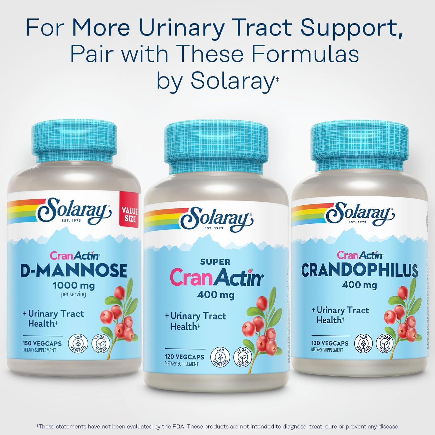 Solaray Super CranActin Cranberry Extract 400mg Healthy Urinary Tract Support with Added Vitamins 120 Capsules