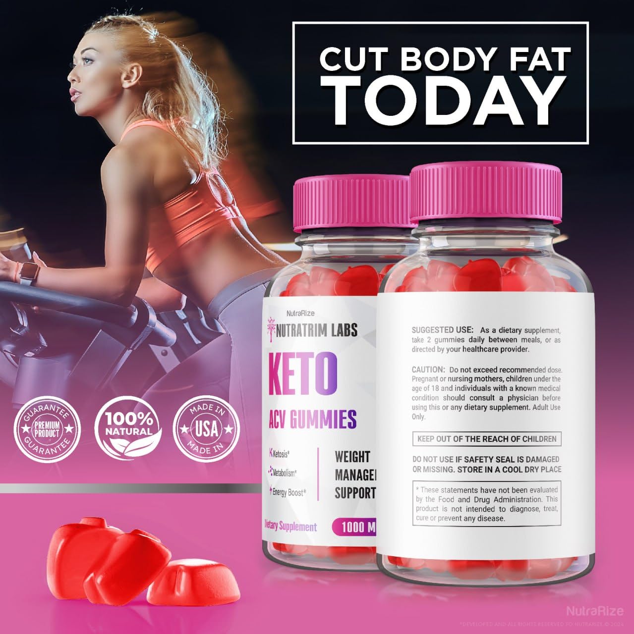 NutraRize Nutratrim Labs Keto ACV Gummies 60 Count