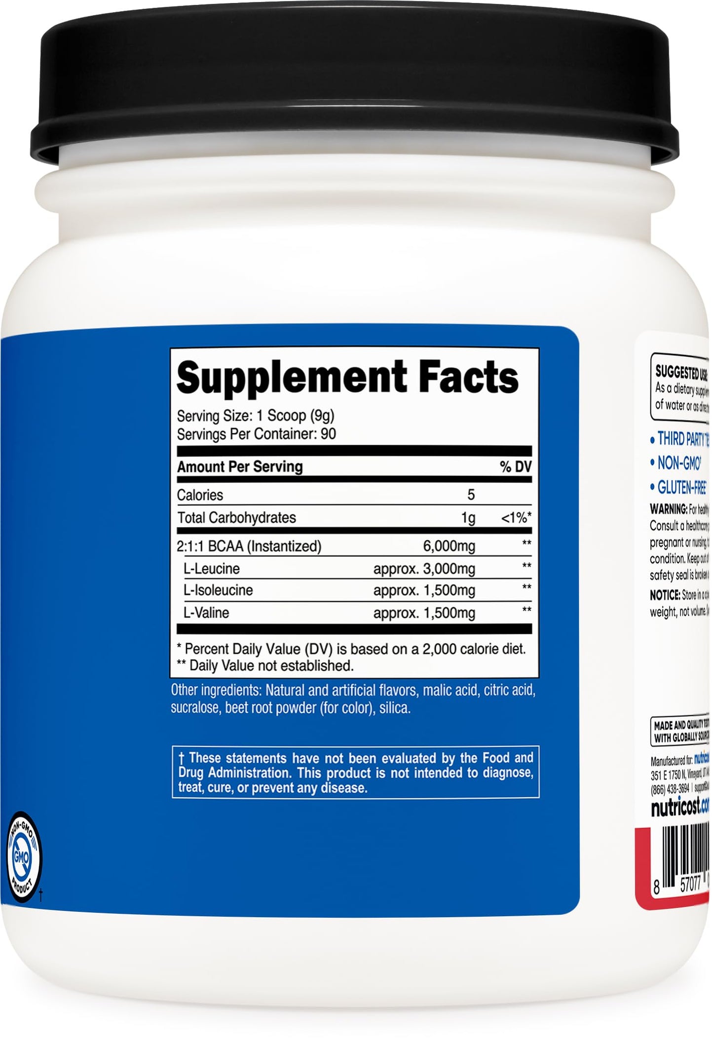 Nutricost BCAA Powder Strawberry Kiwi 27.2 oz