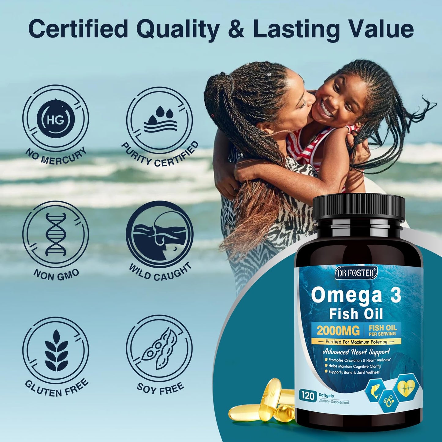 DRFOSTER Omega-3 Fish Oil 2000mg Softgels 120