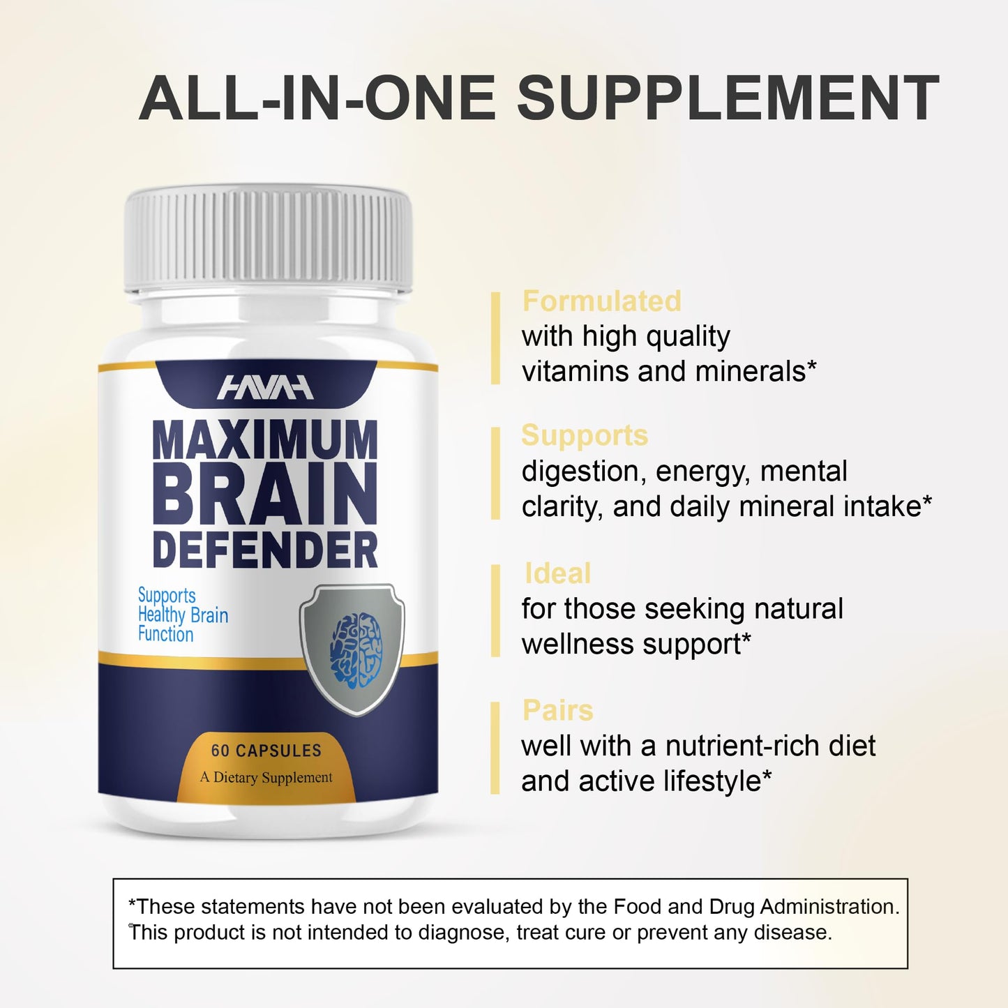 Havah Brain Defender Advanced Wellness Support Supplement 60 Capsules