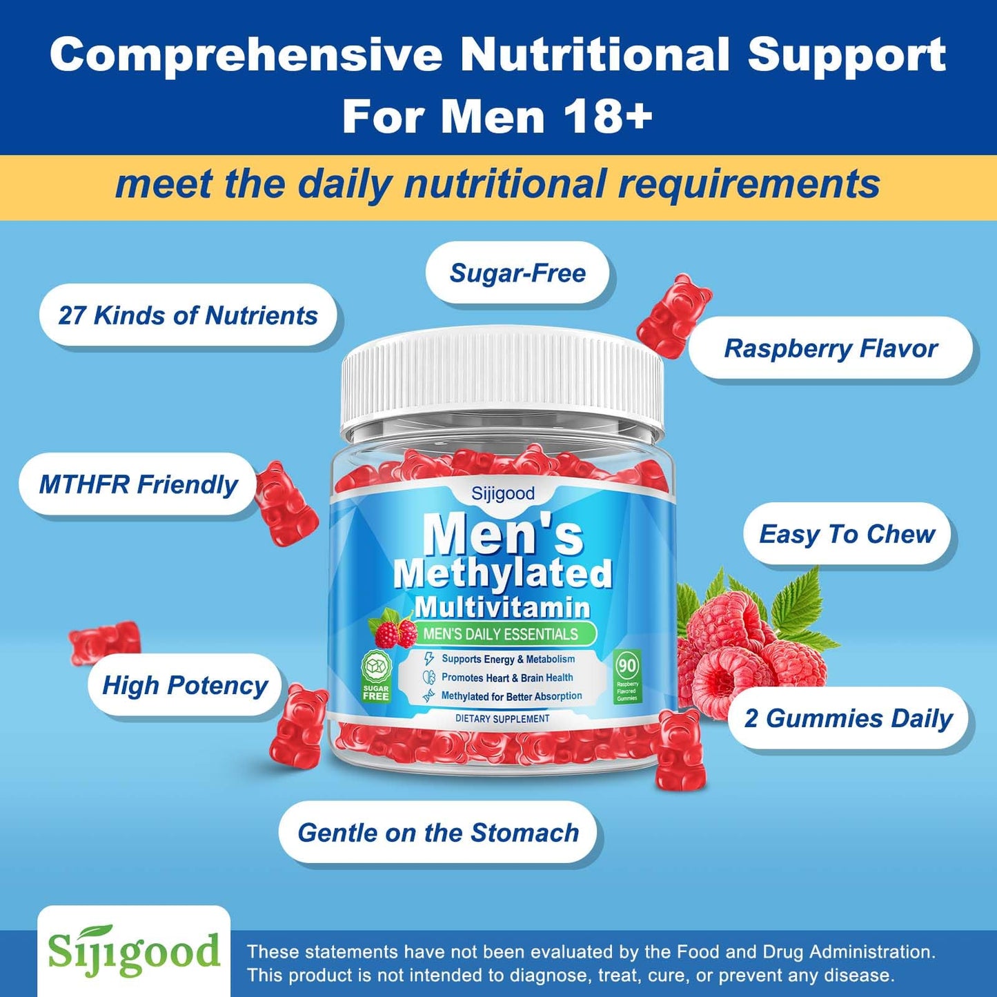 Sijigood Methylated Multivitamin for Men Gummies 90 Count