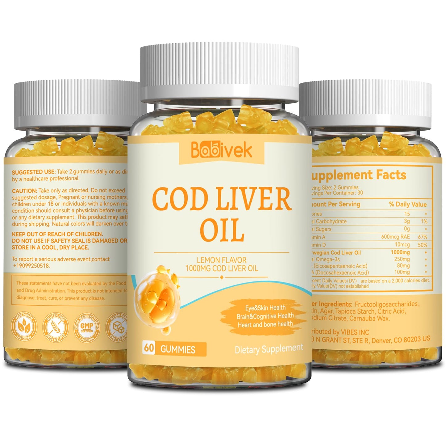 Babivek Cod Liver Oil Gummies 60 Count