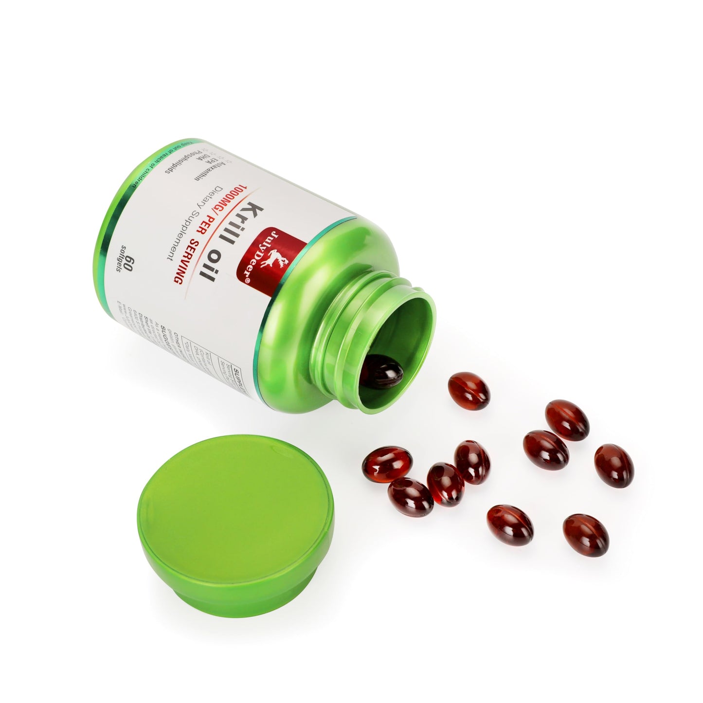 JulyDeer Antarctic Krill Oil 1000 mg with Omega-3s EPA, DHA, Astaxanthin and Phospholipids Softgels 60