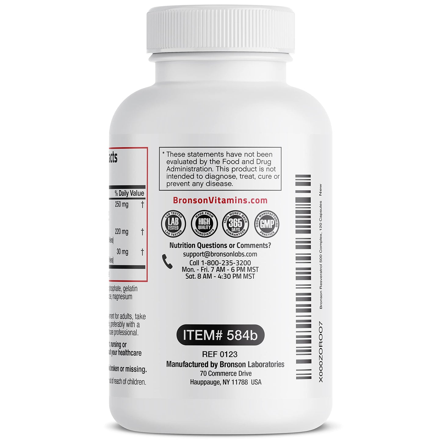 Bronson Resveratrol Complex 500 mg with Grape Seed & Red Wine, 120 Capsules