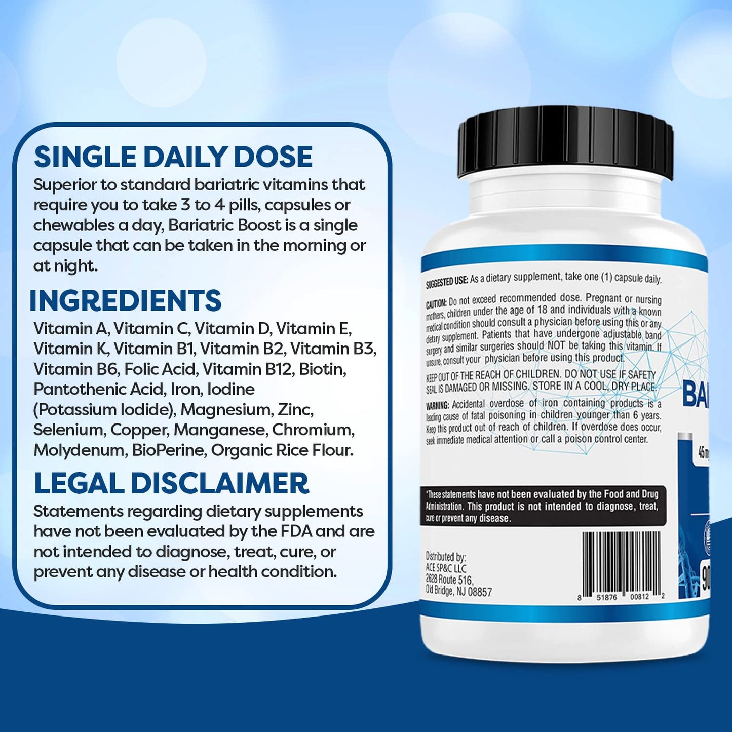 ACE NUTRITION Bariatric Boost One-A-Day Multivitamin Capsule 90 Count