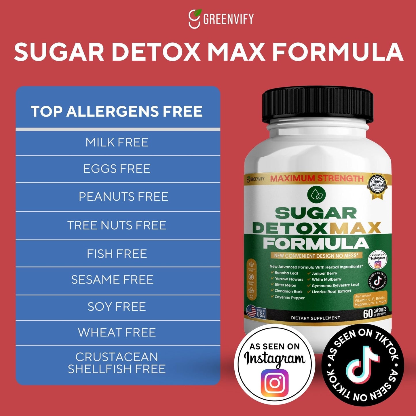GREENVIFY Sugar Detox Max Formula Capsule 120 Capsules