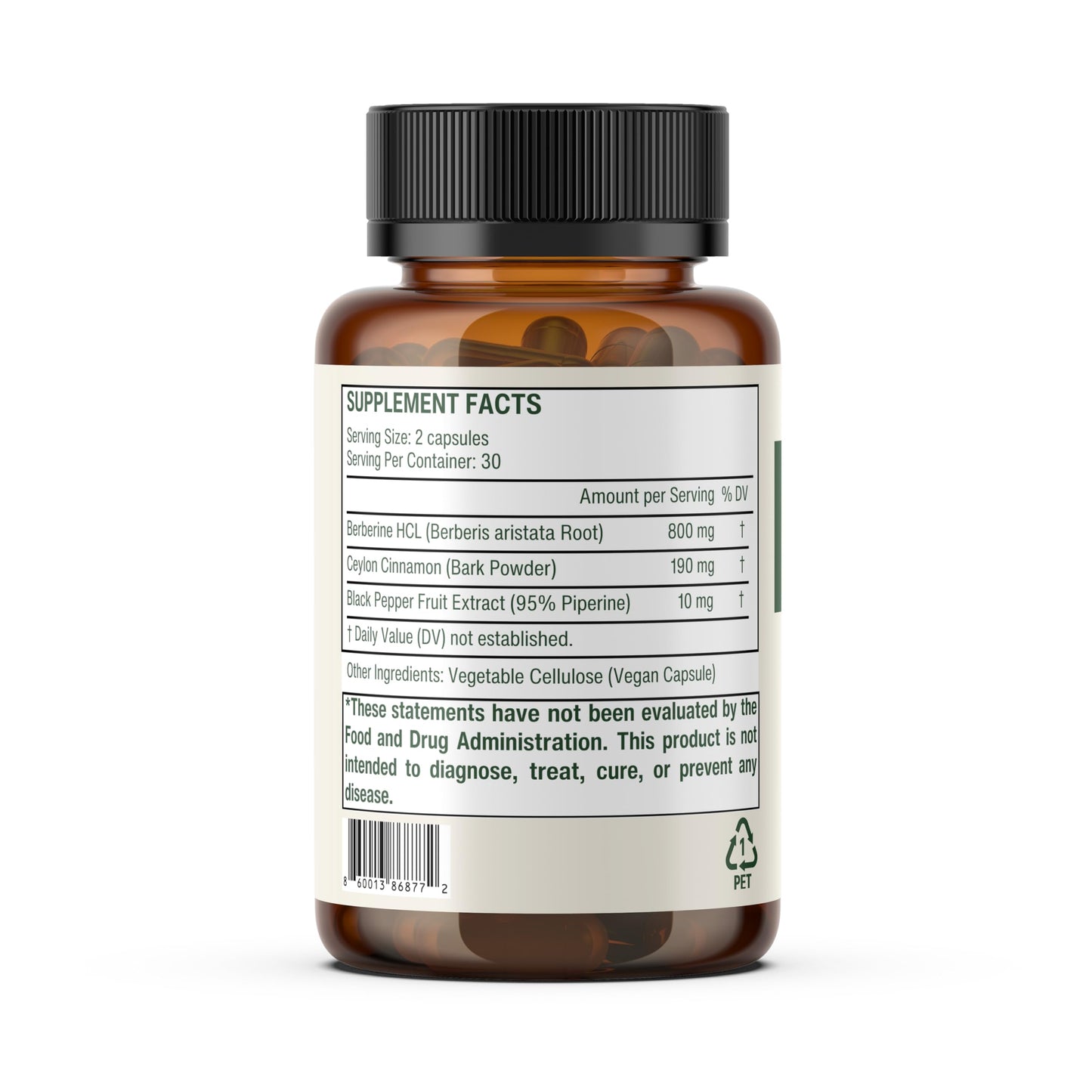 Sage & Self Berberine HCl with Ceylon Cinnamon & Black Pepper Extract – 1000 mg Formula Per Serving – Vegan Dietary Supplement – 60 Capsules