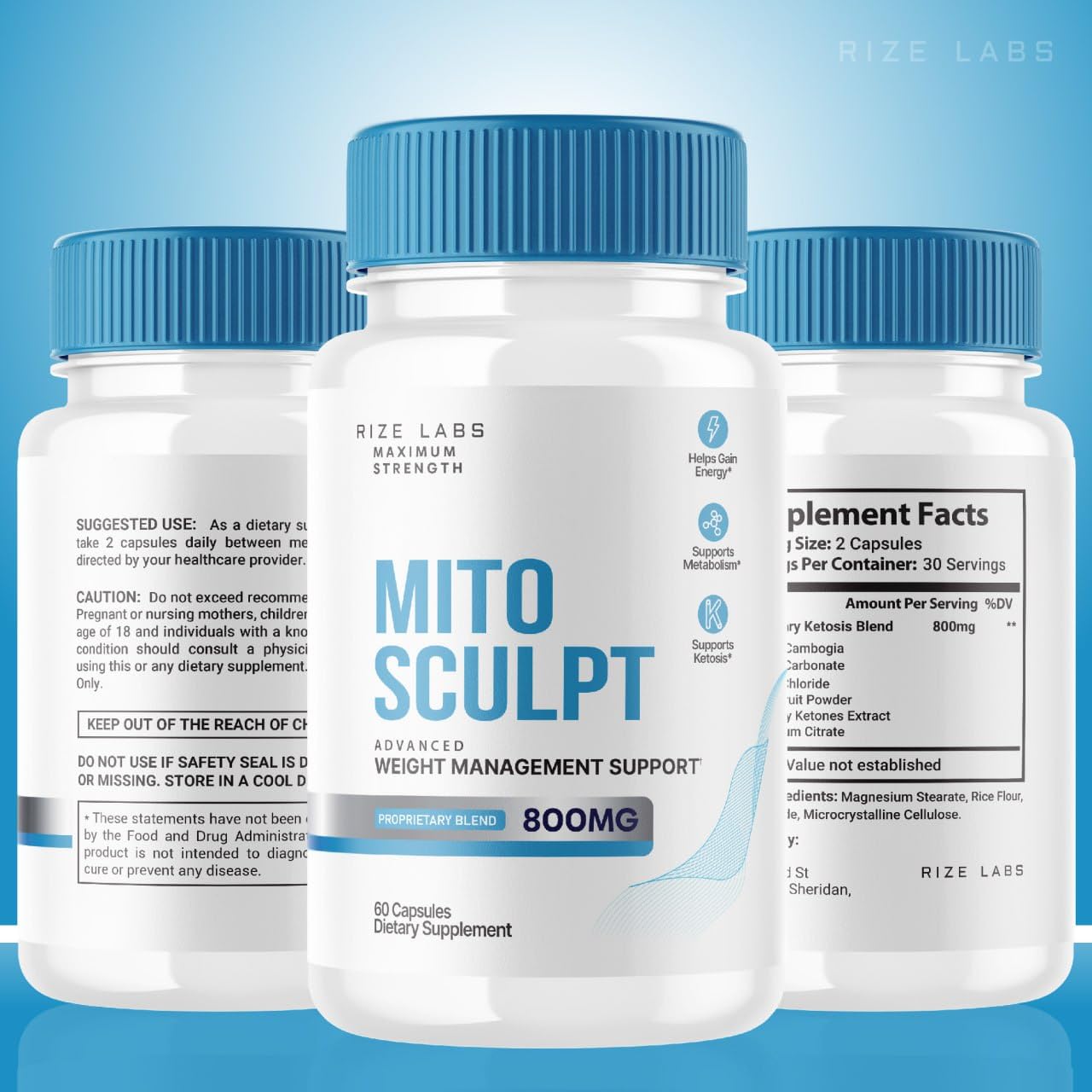 Rize Labs MitoSculpt Weight Loss Capsules, 180 Count