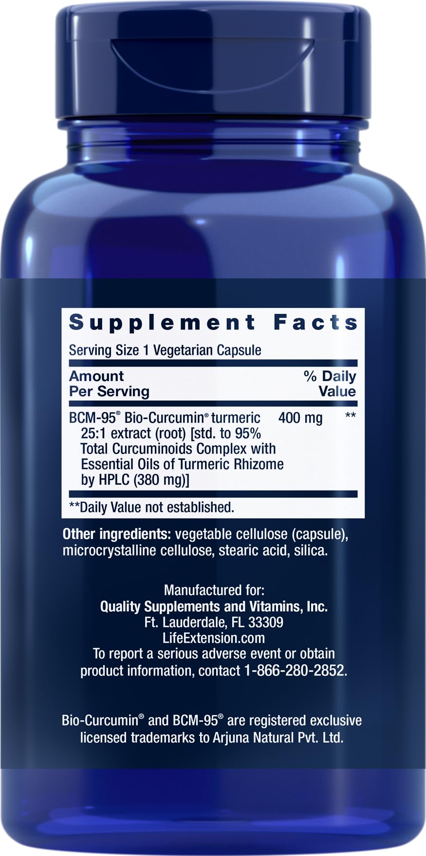 Life Extension Super Bio-Curcumin Turmeric Extract 400 mg Capsules 180