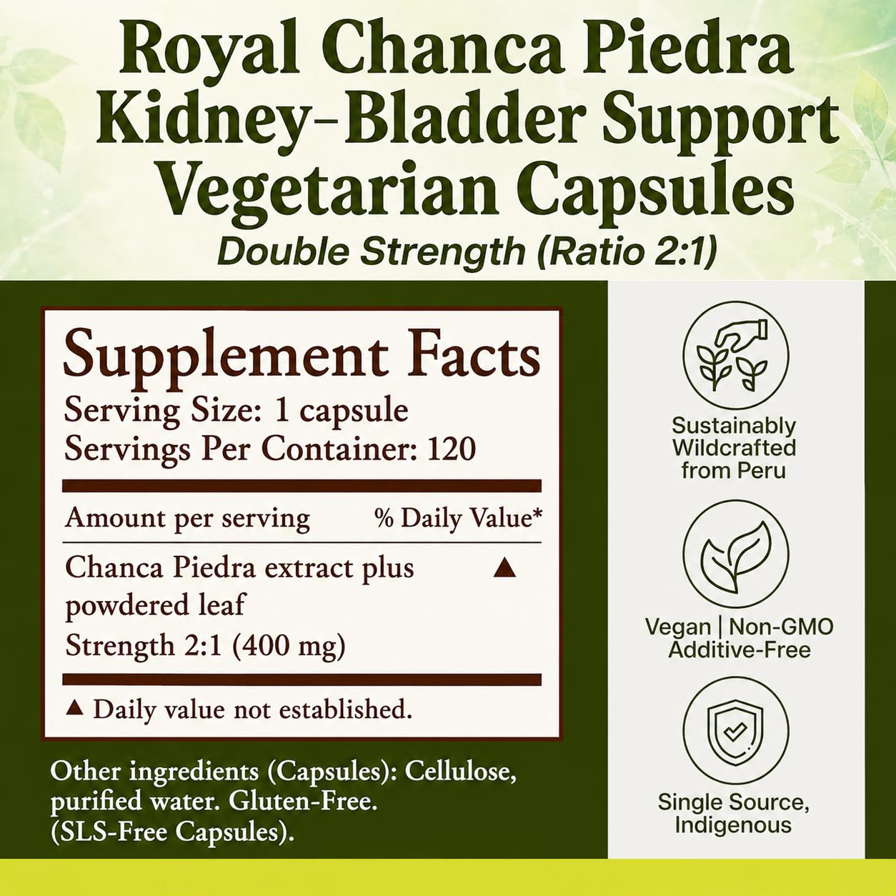 Whole World Botanicals Royal Chanca Piedra Herbal Supplement Capsules 120 Count