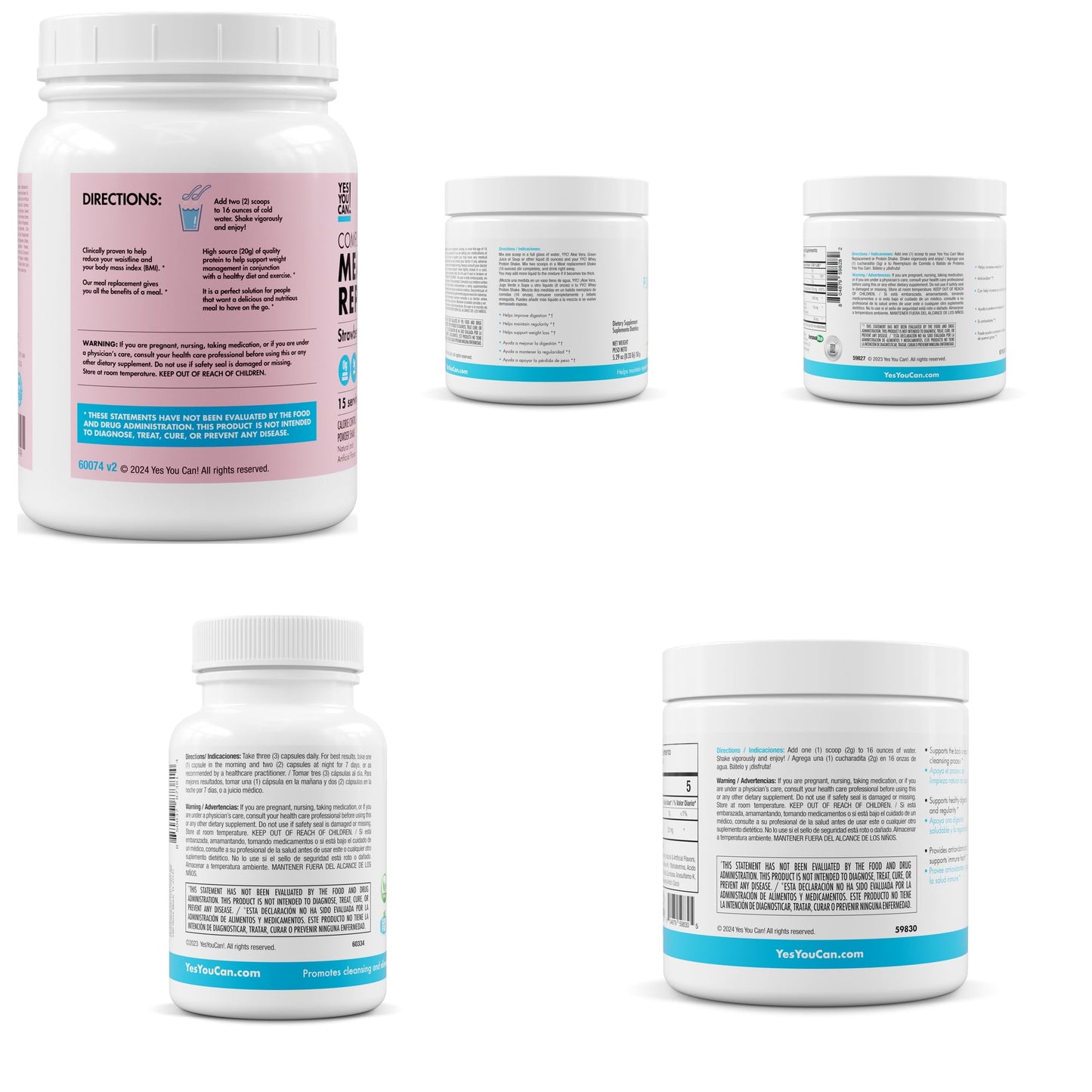 Yes You Can! Detox Plus Fiber Kit, Strawberry, Pineapple Aloe Powder 27.5137