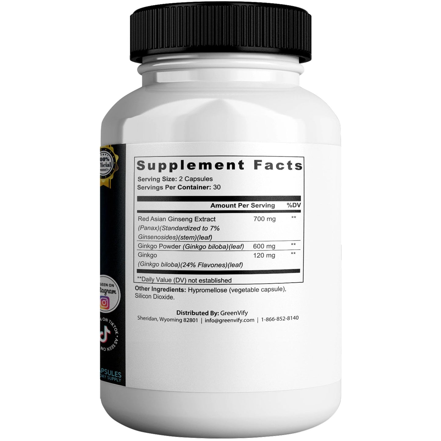 GREENVIFY Audifort MAX Dietary Supplement All Natural with Ginkgo and Red Asian Ginseng, 60 Capsules