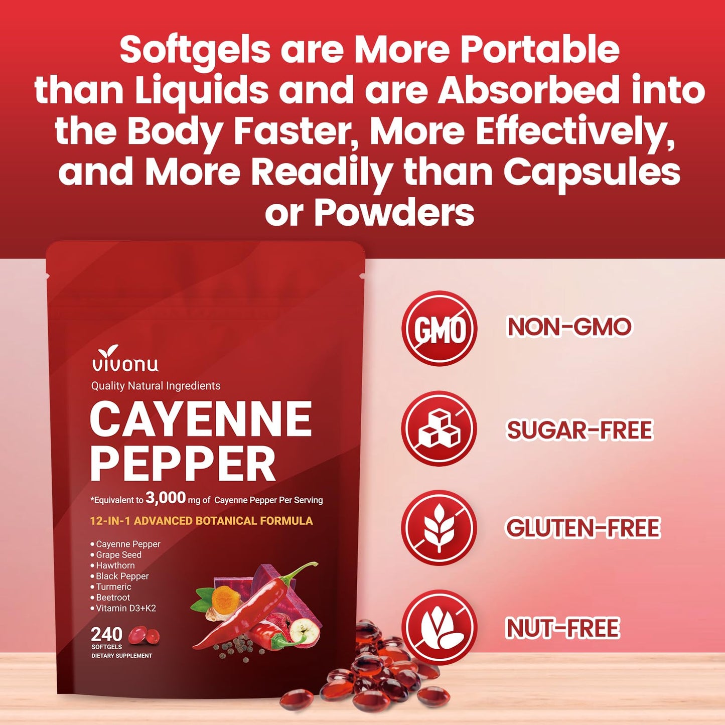 VivoNu Cayenne Pepper Capsule 240 Capsules