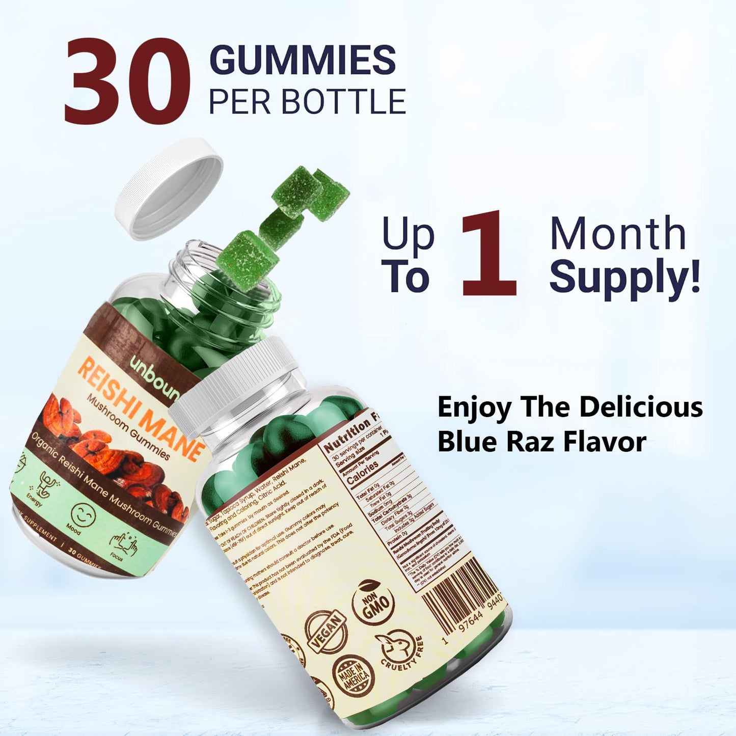 Unbound Mushroom Gummies Reishi Mushroom 60 Gummies