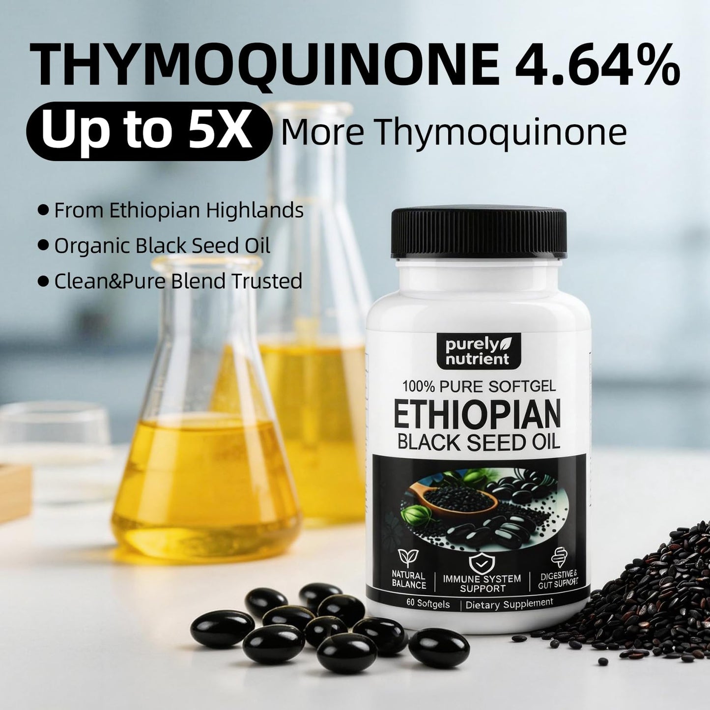 GlowRoot Ethiopian Black Seed Oil Softgels 120 Count