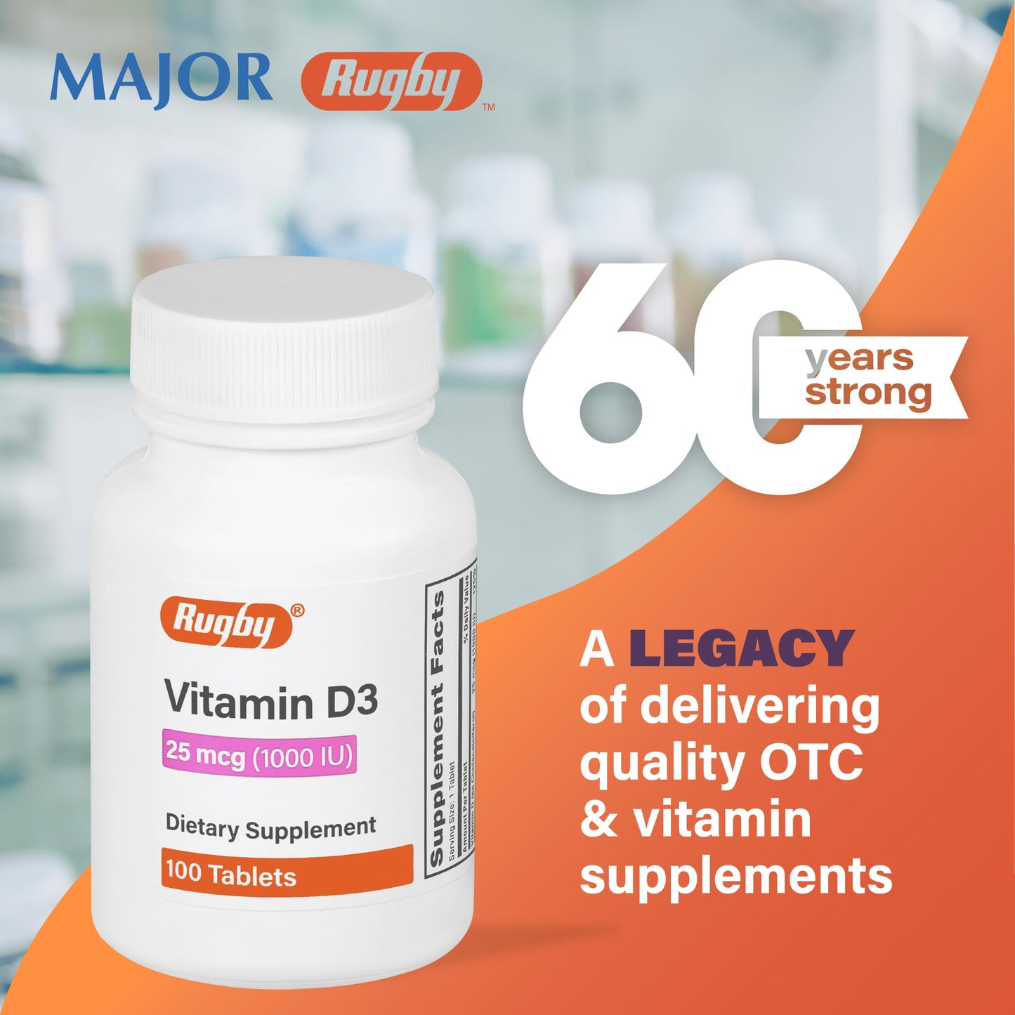 Rugby Laboratories Vitamin D3 100 Tablets