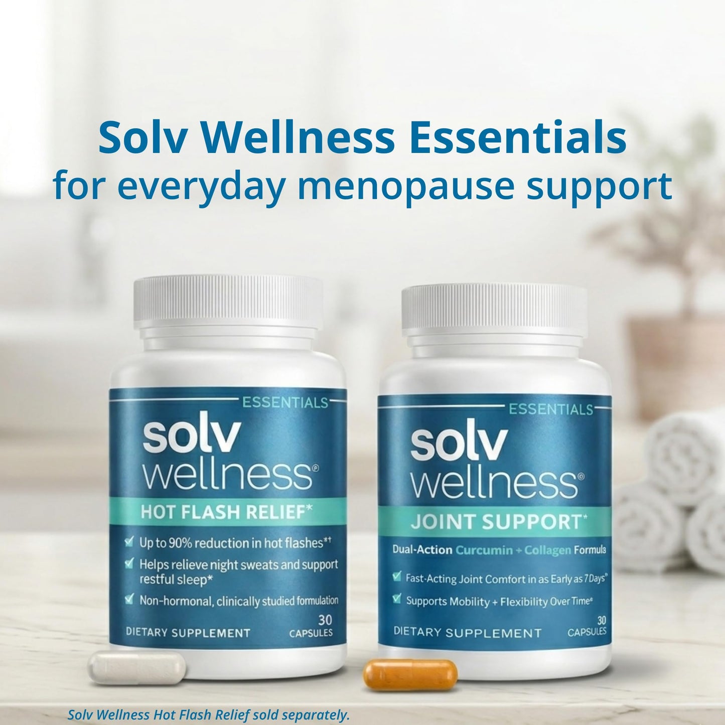 Solv Wellness Joint Support Supplement Capsule, Turmeric Curcumin + Type II Collagen for Joint Comfort, Mobility & Flexibility, 30 Capsules
