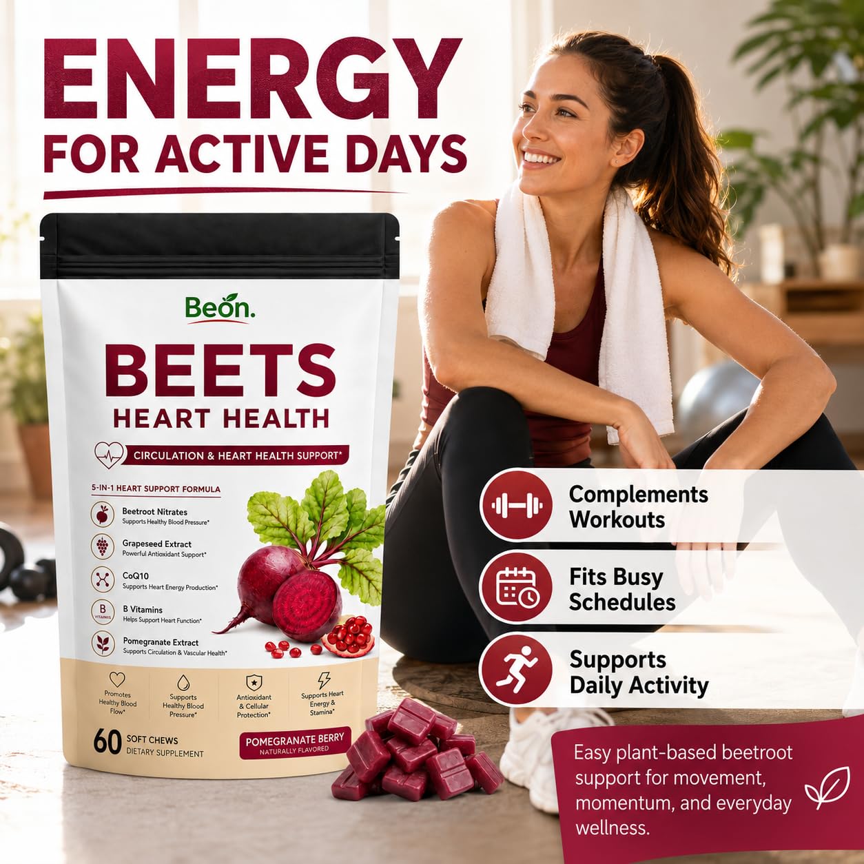 Amvora Beon Beet Chews Gummies, 1 Count