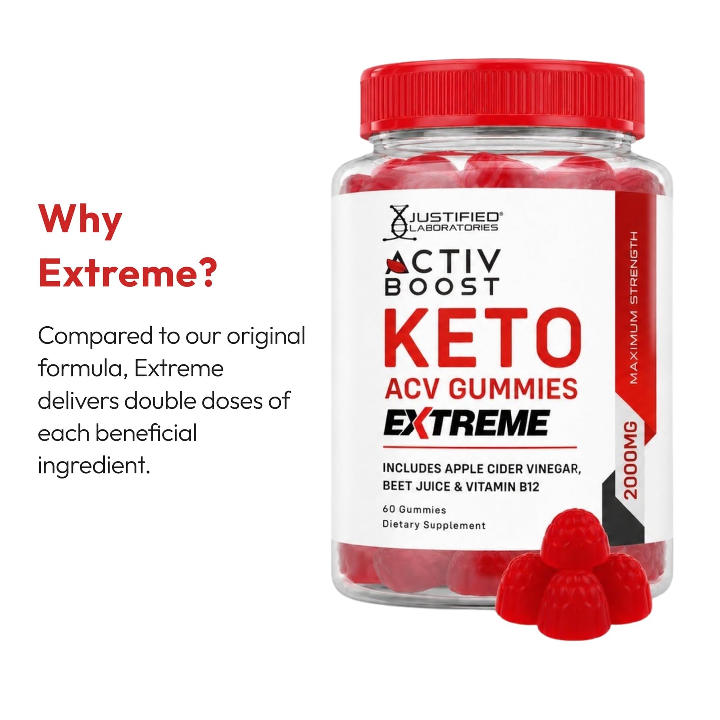 Justified Laboratories Activ Boost Keto ACV Gummies Extreme 180 Gummies