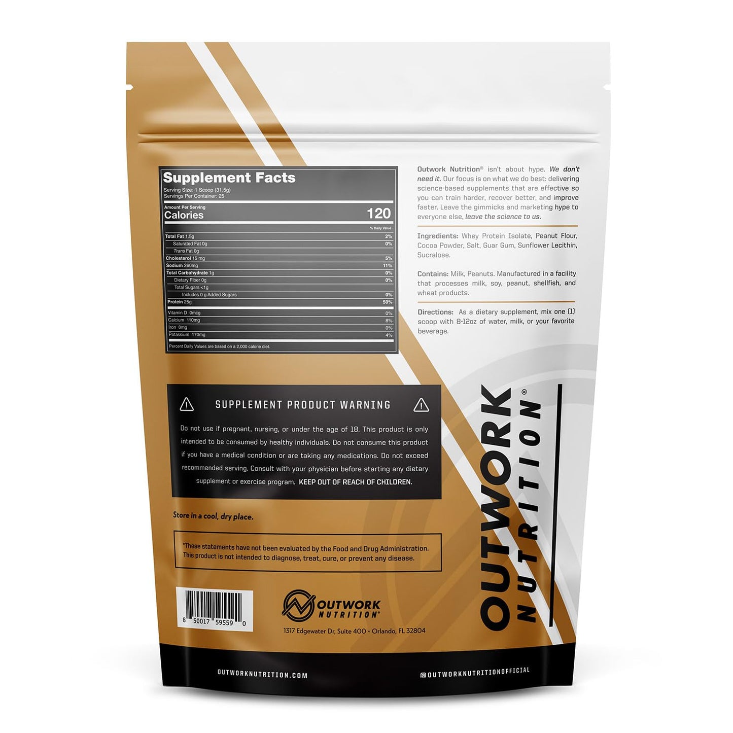 Outwork Nutrition Whey Isolate Protein Powder Peanut Butter, 29 Servings