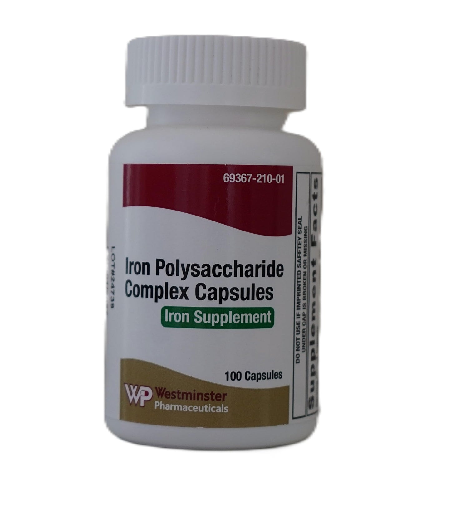 Westminster Pharmaceuticals Iron Polysaccharide Complex Capsules 150mg Elemental Iron Supplement, 100 Count