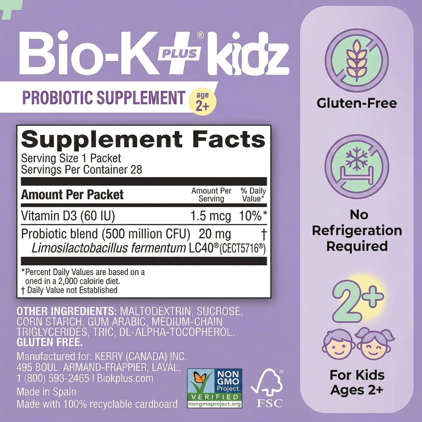 Bio-K Plus Kids Probiotic Powder 28 Packets