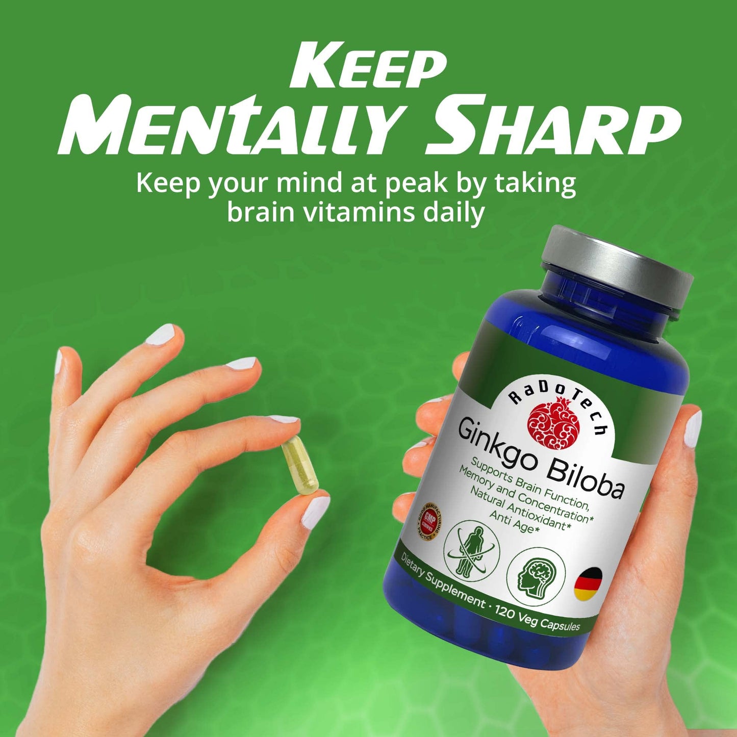 RaDoTech Ginkgo Biloba Capsules 120 Count