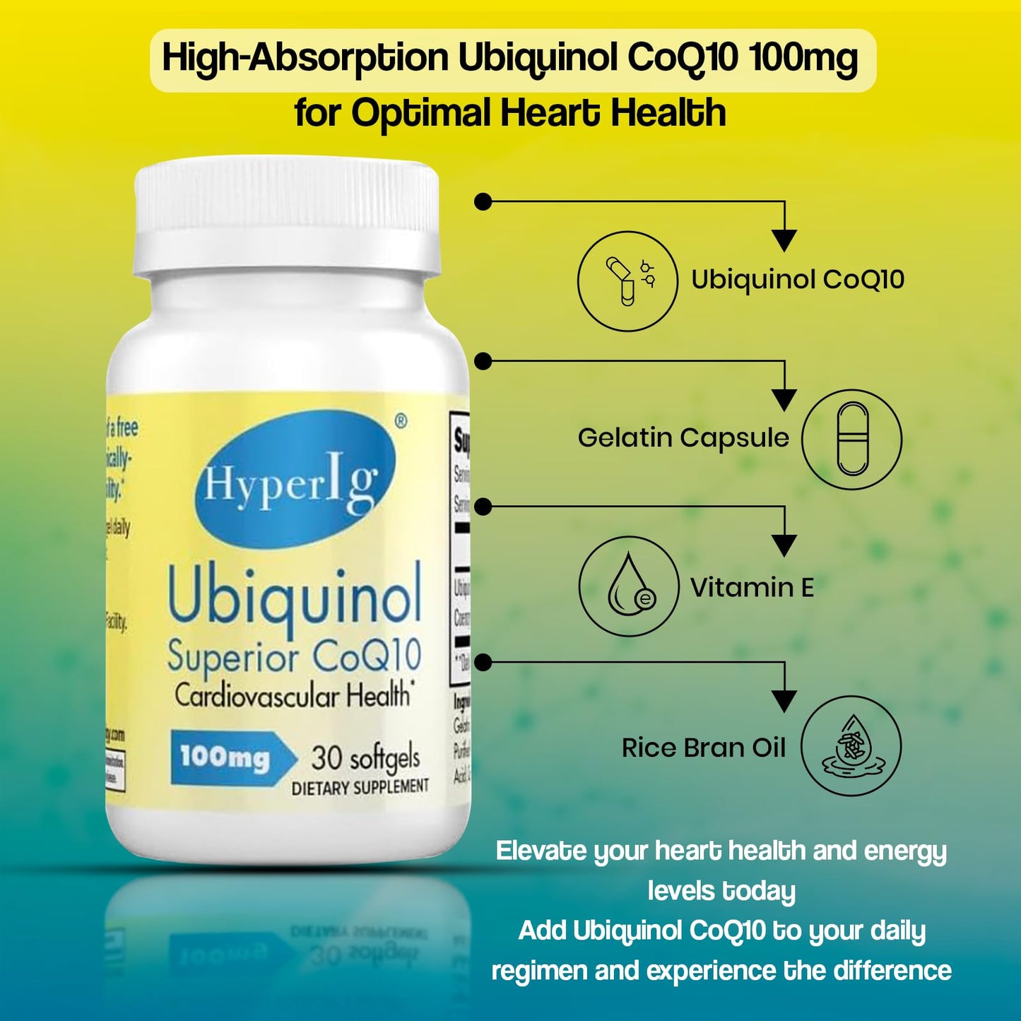 HYPERIG Ubiquinol CoQ10 100mg Softgel, 1 Count
