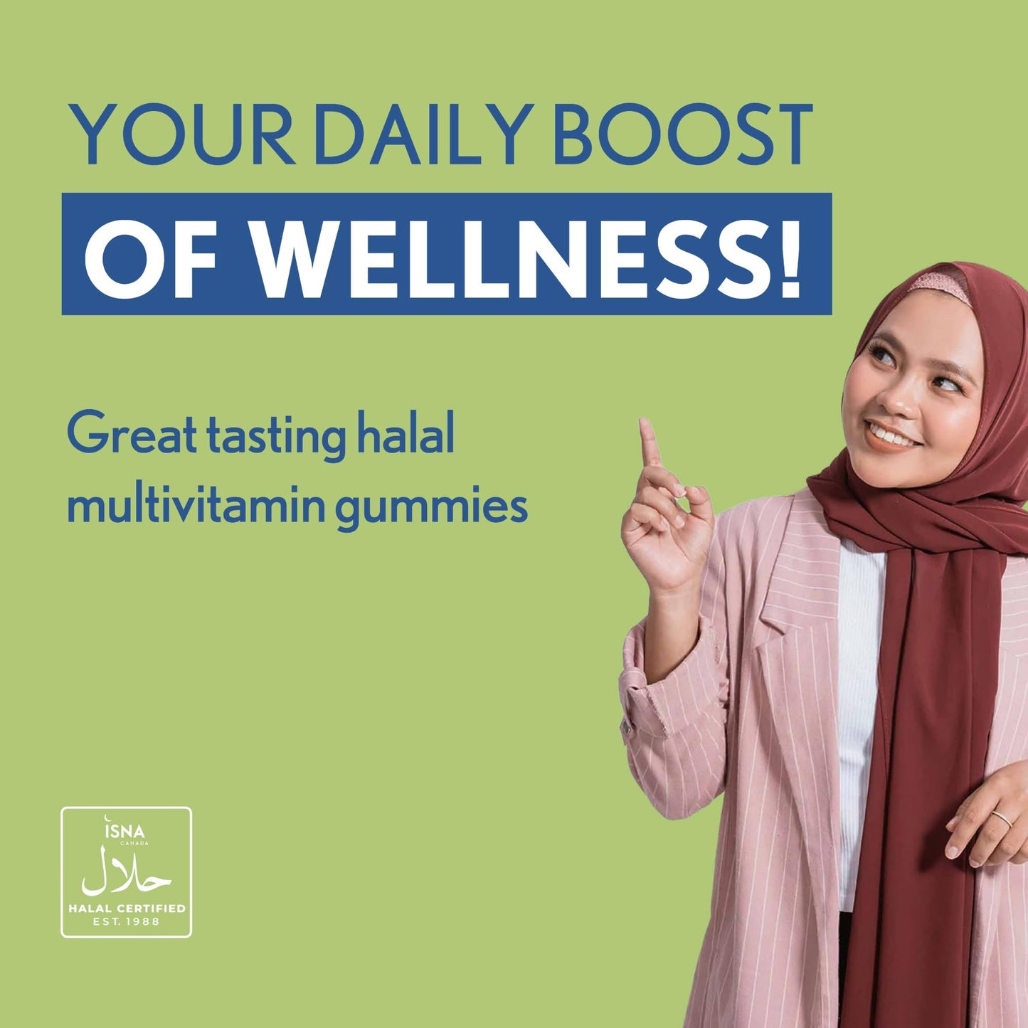 Noor Vitamins Halal Adult Multivitamin Gummy with Organic Fruit Blend for Men and Women, 90 Count