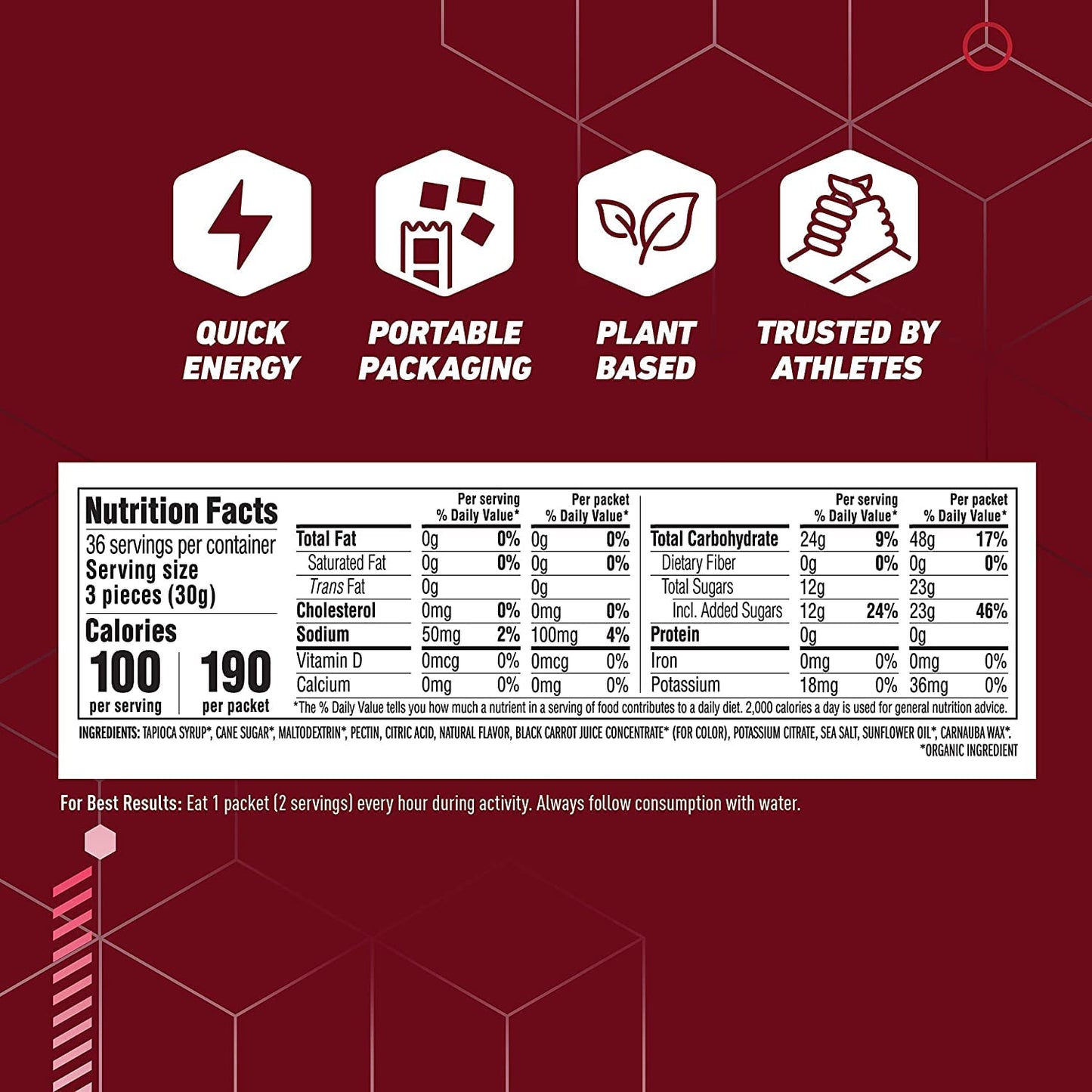 Clif Bloks Energy Chews Strawberry Chewable 3 Count