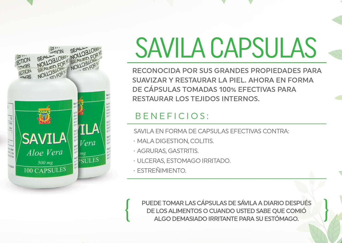 Nutrisalud Products Aloe Vera Capsules 500mg, 200 Capsules
