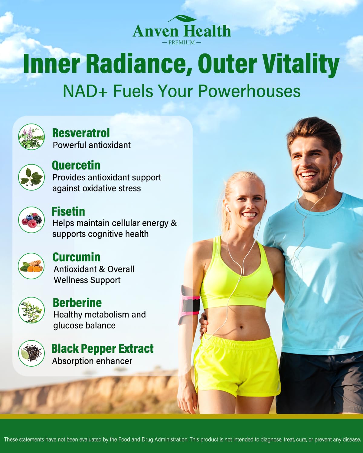 Anven Health Liposomal NAD+ Resveratrol NMN Cellular Energy Aging 120 Capsules